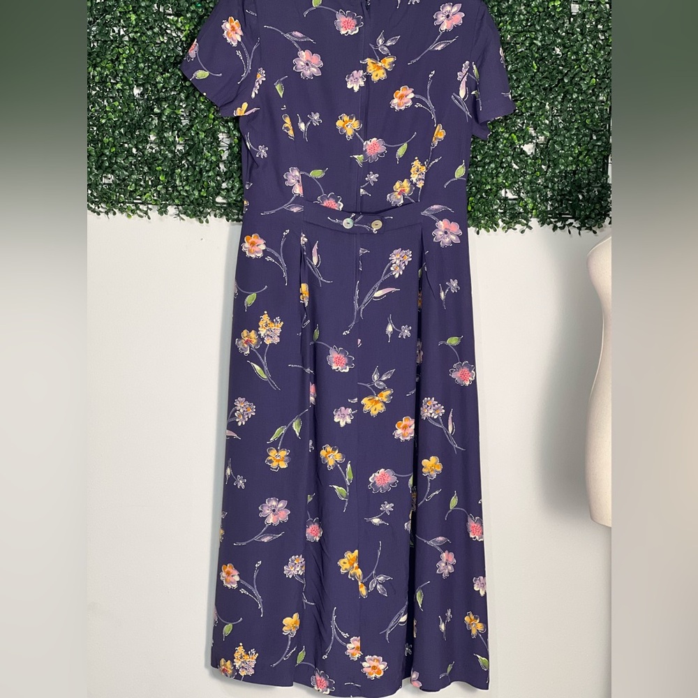 Talbots Vintage Floral Blue Maxi Cottagecore Dress Size 14 - Picture 4 of 12